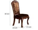 Wooden Side Chair with Claw Legs and Leatherette Seat, Brown, Set of Two