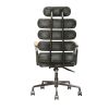 Leatherette Metal Swivel Executive Chair with Five Horizontal Panels Backrest, Gray