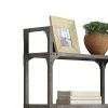 4 Tier Metal Frame Bookshelf with Corner Brackets, Gray and Brown