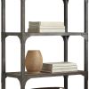 4 Tier Metal Frame Bookshelf with Corner Brackets, Gray and Brown