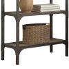 4 Tier Metal Frame Bookshelf with Corner Brackets, Gray and Brown