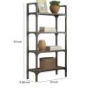 4 Tier Metal Frame Bookshelf with Corner Brackets, Gray and Brown