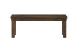 Poplar Wood Dining Side Bench with Thick Block Legs, Brown