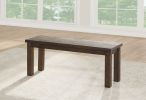 Poplar Wood Dining Side Bench with Thick Block Legs, Brown