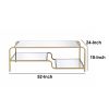Metal Framed Mirror Coffee Table with Tiered Shelves, Gold and Mirror