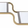 Metal Framed Mirror End Table with Tiered Shelves, Gold and Clear