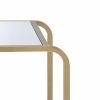 Metal Framed Mirror End Table with Tiered Shelves, Gold and Clear