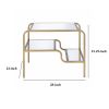 Metal Framed Mirror End Table with Tiered Shelves, Gold and Clear