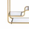 Metal Framed Mirror Sofa Table with Tiered Shelves, Gold and Clear