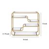 Metal Framed Mirror Sofa Table with Tiered Shelves, Gold and Clear