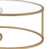Metal Framed Nesting Coffee Tables with Glass and Marble Tops, Set of Two, Gold