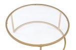 Metal Framed Nesting Coffee Tables with Glass and Marble Tops, Set of Two, Gold
