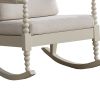 Wooden Rocking Chair with Fabric Upholstered Cushions, White