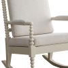 Wooden Rocking Chair with Fabric Upholstered Cushions, White