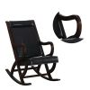 Faux Leather Upholstered Wooden Rocking Chair with Looped Arms, Brown