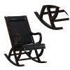 Faux Leather Upholstered Wooden Rocking Chair with Looped Arms, Brown