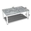 Metal Frame Coffee Table with Wooden Top and Mesh Bottom Shelf, Brown and Black