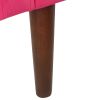 Velvet Upholstered Wooden Bench with Tapered Legs and Track Armrest, Pink and Brown