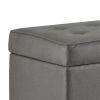 Leatherette Upholstered Wooden Bench with Button Tufted Lift Top Storage, Gray