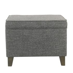 Rectangular Fabric Upholstered Wooden Ottoman with Lift Top Storage, Gray