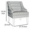Wooden Fabric Upholstered Accent Chair with Swooping Armrests, Multicolor