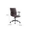 Tufted Leatherette Office Chair with Adjustable Metal Base and Padded Armrest, Brown and Gray