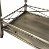 Two Tiered Metal Serving Cart with Glass Shelves and Side Rails, Antique Gold