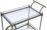 Metal Framed Serving Cart with Glass Shelves and Side Handle, Black and Gold
