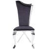 Fabric Upholstered Metal Side Chairs with Asymmetrical Backrest, Silver and Black, Set of Two