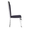 Fabric Upholstered Metal Side Chairs with Asymmetrical Backrest, Silver and Black, Set of Two