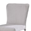 Velvet Upholstered Metal Side Chair with X Style Base, Light Gray and Silver, Set of Two