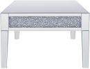 Wood and Mirror Coffee Table with Faux Crystals Inlay, Clear