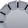 Wooden Backing Wall Decor with Tapered Mirrored Panel Borders, Clear and Black