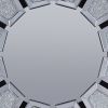 Wooden Backing Wall Decor with Tapered Mirrored Panel Borders, Clear and Black