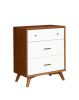 Modern Style Wooden Chest With Three Drawers and Flared Legs, Brown and White