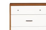 Modern Style Wooden Chest With Three Drawers and Flared Legs, Brown and White