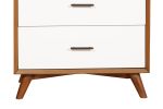 Modern Style Wooden Chest With Three Drawers and Flared Legs, Brown and White