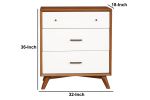 Modern Style Wooden Chest With Three Drawers and Flared Legs, Brown and White