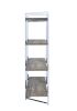 Geometric Metal Framed Bookshelf with Four Open Wooden Shelves, Brown and Silver