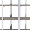 Geometric Metal Framed Bookshelf with Four Open Wooden Shelves, Brown and Silver