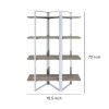 Geometric Metal Framed Bookshelf with Four Open Wooden Shelves, Brown and Silver