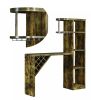 Wooden Bar Unit With Open Compartments and Diagonal Wine Section, Brown