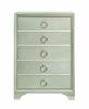 Five Drawers Wooden Dresser with Oversized Ring Handles, Silver
