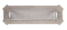 Antique Sofa Table with Polyresin Engravings and Clear Glass Top, Silver and Clear