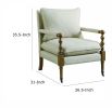 Fabric Upholstered Wooden Accent Chair with Manchette Armrest, Beige and Brown