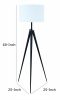 Height Adjustable Metal Tripod Floor Lamp with Fabric Shade, White and Black