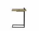 Contemporary Style Metal Accent Table with Wooden Top and USB Port, Brown and Bronze