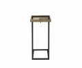 Contemporary Style Metal Accent Table with Wooden Top and USB Port, Brown and Bronze