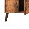 2 Tier Wooden Bookshelf with Storage Cabinet and Angled Legs, Brown