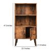 2 Tier Wooden Bookshelf with Storage Cabinet and Angled Legs, Brown